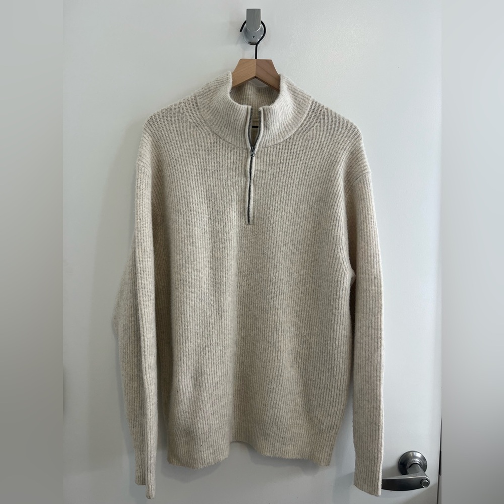 Men's Beige Half-Zip Sweater